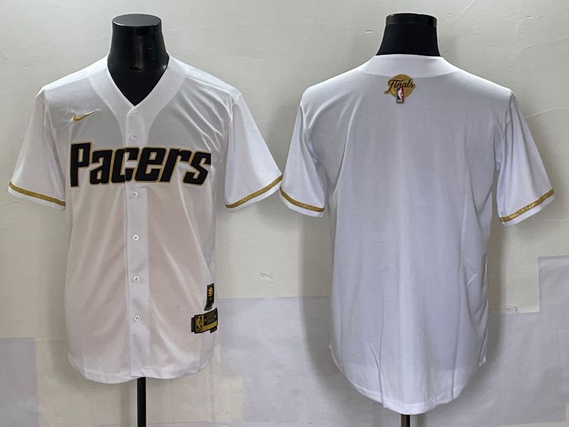 Men 2025 Indiana Pacers Blank White Joint Name NBA Jersey style 11